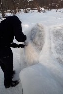 Ferrari LaFerrari made entirely out of snow, found in Lithuanian couple's yard