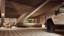 Designer Kelly Wearstler has created the perfect custom, live-in garage for the new GMC Hummer EV