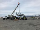 Damaged EA-18G Growler before repairs