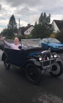 David Wallis and his now all-electric but otherwise original 1934 Austin 7