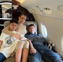 Georgina Rodriguez and Cristiano Ronaldo and Cristiano Jr in Private Jet
