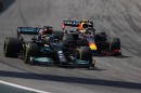 Lewis Hamilton battling Sergio Perez during 2021 Brazilian Grand Prix