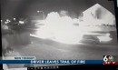 Small sedan causes a trail of fire on residential street in Nebraska, drawing comparisons to the DeLorean in Back to the Future