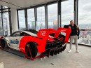 The McLaren Senna GTR was lifted by crane to the penthouse at the 57th floor back in May