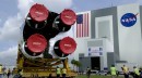 Core stage of the Space Launch System arrives at Kennedy