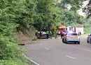 Tesla Cybertruck flipped over on a road in Mississippi