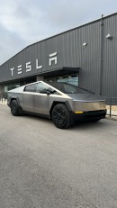 The Cybertruck at a Tesla Service Center