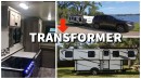 The TrailManor is a hard wall pop-up travel trailer that can sleep as many as six people