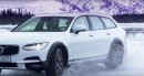 This Is What Ice-Drifting a Volvo V90 Cross Country Looks Like