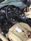 The man had his Audi R8 destroyed by his wife after she found out he was cheating on her