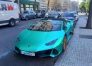 Lamborghini Huracan sitting on a busy street in Madrid, Spain
