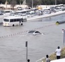 Porsche Taycan braving the flood in Dubai