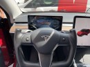 2021 Tesla Model Y with Yoke-like steering wheel