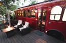 This trolley became a cozy retreat filled with amenities