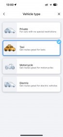 Vehicle types in Waze