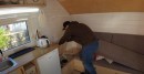 DIY tiny house is very compact, still sleeps 3 people and has a sauna