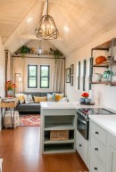Tiny house on wheels open-space living room and kitchen