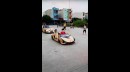 Wooden BMW, Lamborghini, and Ferrari parading around