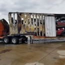 Three Dodge Demons Burn Down Inside Delivery Truck
