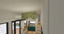 Smart tiny house kitchen and loft bedroom