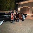 Travis Barker and the Caddy DeVille Convertible he used as his wedding getaway car