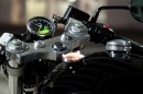 Officine Rossopuro Lupozza has a Motogadget gauge and a separate oil temperature meter