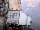 Truck Hanging Down Cliff