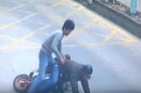 Man kicks scooter thief