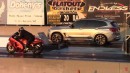 BMW X3 M tuned with e40 blend drag racing Hayabusa, bolt on Nissan GT-R, and twin turbo Audi R8