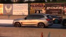BMW X3 M tuned with e40 blend drag racing Hayabusa, bolt on Nissan GT-R, and twin turbo Audi R8