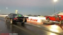 Tuned Dodge Demon Drags Modded Ford Mustang with near miss on Demonology