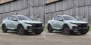 Tuned Hyundai Santa Cruz SUV compared to modded Santa Cruz rendering by kelsonik