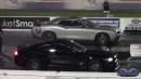 Turbo S550 Ford Mustang drag races S197, Challenger Hellcat, Plaid on DRACS