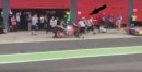 Alvaro Bautista crashing in the pit lane