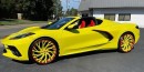 Yellow Chevrolet Corvette C8 Stingray with matching Forgiato Sincro-ECL 21/22-inch wheels