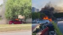 A Tesla Model 3 burns at an undisclosed location and three of them are affected at the Coral Gables Tesla Service Center