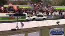 Twin-Turbo 7.3L Godzilla Fox Body drag race on DRACS