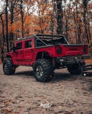 Twin Turbo LSX Hummer H1 Alpha with surfer's 302ci V8 2021 Ford bronco on tow rendering by adry53customs on Instagram