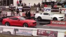 2012 twin turbo Ford Mustang GT puts on a show at the drag strip