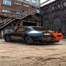 Two-Face Orange Black Pontiac GTO slammed widebody rendering by personalizatuauto