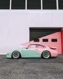 Two-Tone Pink Peppermint 993 Porsche 911 ice cream artsy rendering by the_kyza