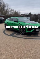 Tyson Fury shows off his new ride, a bright green Lamborghini Urus