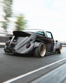 Ultra-Widebody RWB Volkswagen Beetle “Targa” rendering by rob3rtdesign