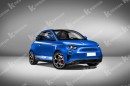 Abarth New 500e Cabriolet CGI EV city car by KDesign AG