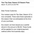 iTunes Top Gear pass refund