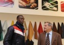 Usain Bolt talks to Ferrari CEO Amedeo Felisa