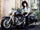 Cher on her Harley-Davidson Fat Boy