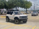 Spotted retro decals on 2021 Ford Bronco 2-Door with steel fenders and Yakima roof accessories