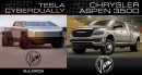 Chrysler Aspen 3500 and Tesla Cyberdually renderings by jlord8