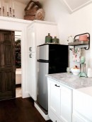 Vintage Glam is a very compact tiny home that overdoses on amenities and fancy styling